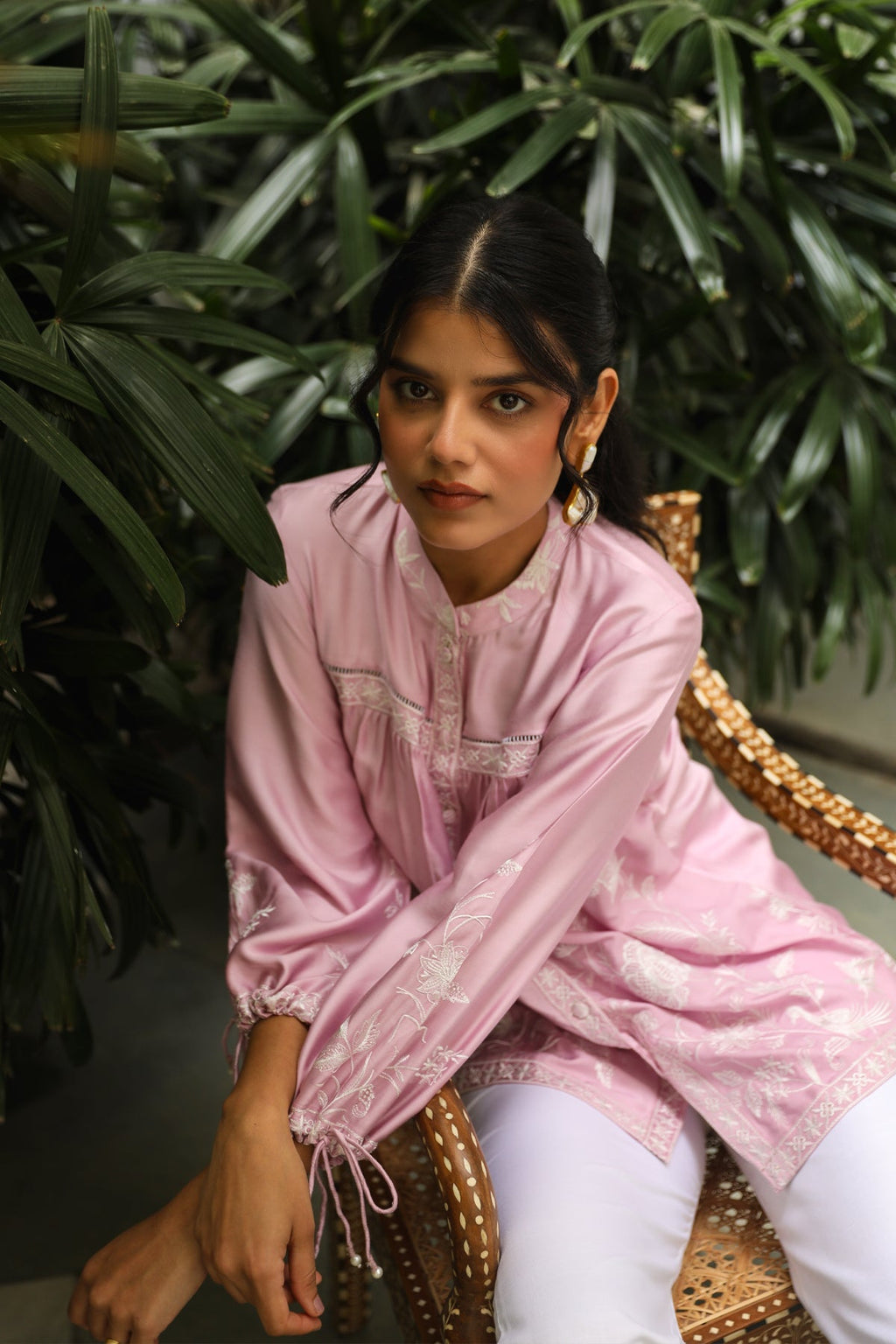 Trendy Pink Embroidered Everyday Top
