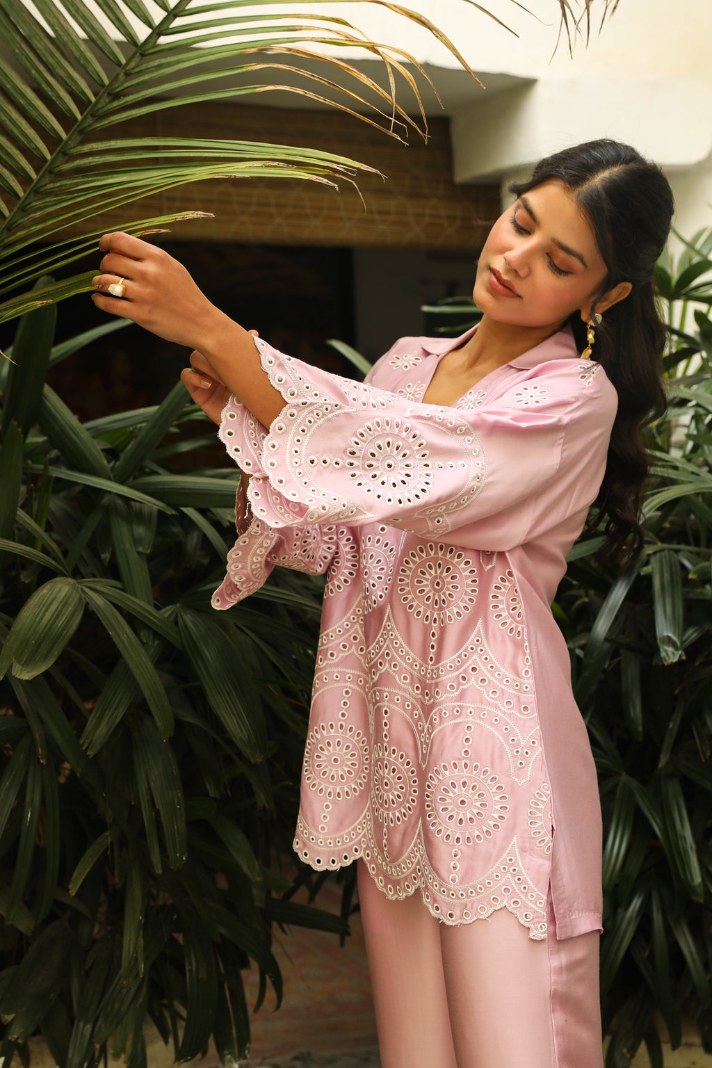Trendy Pink Delight Embroidered Co-ord Set for Women