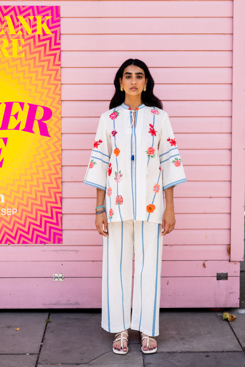 Stylish Cream Meadow Bloom Co-ord Outfit