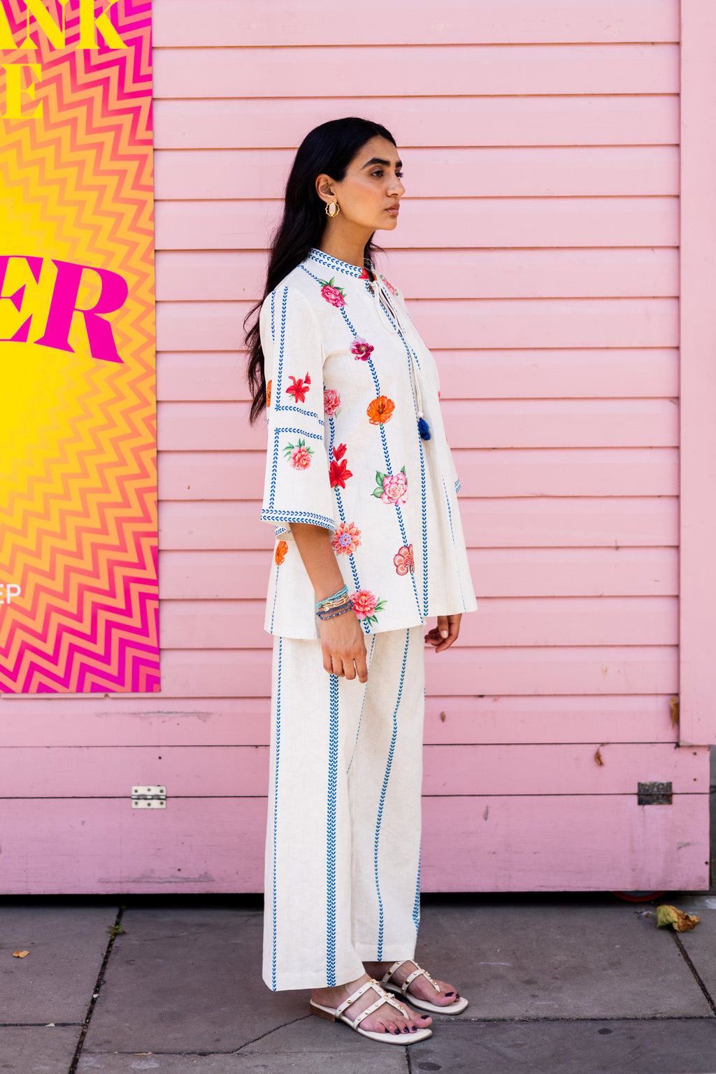Stylish Cream Meadow Bloom Co-ord Outfit