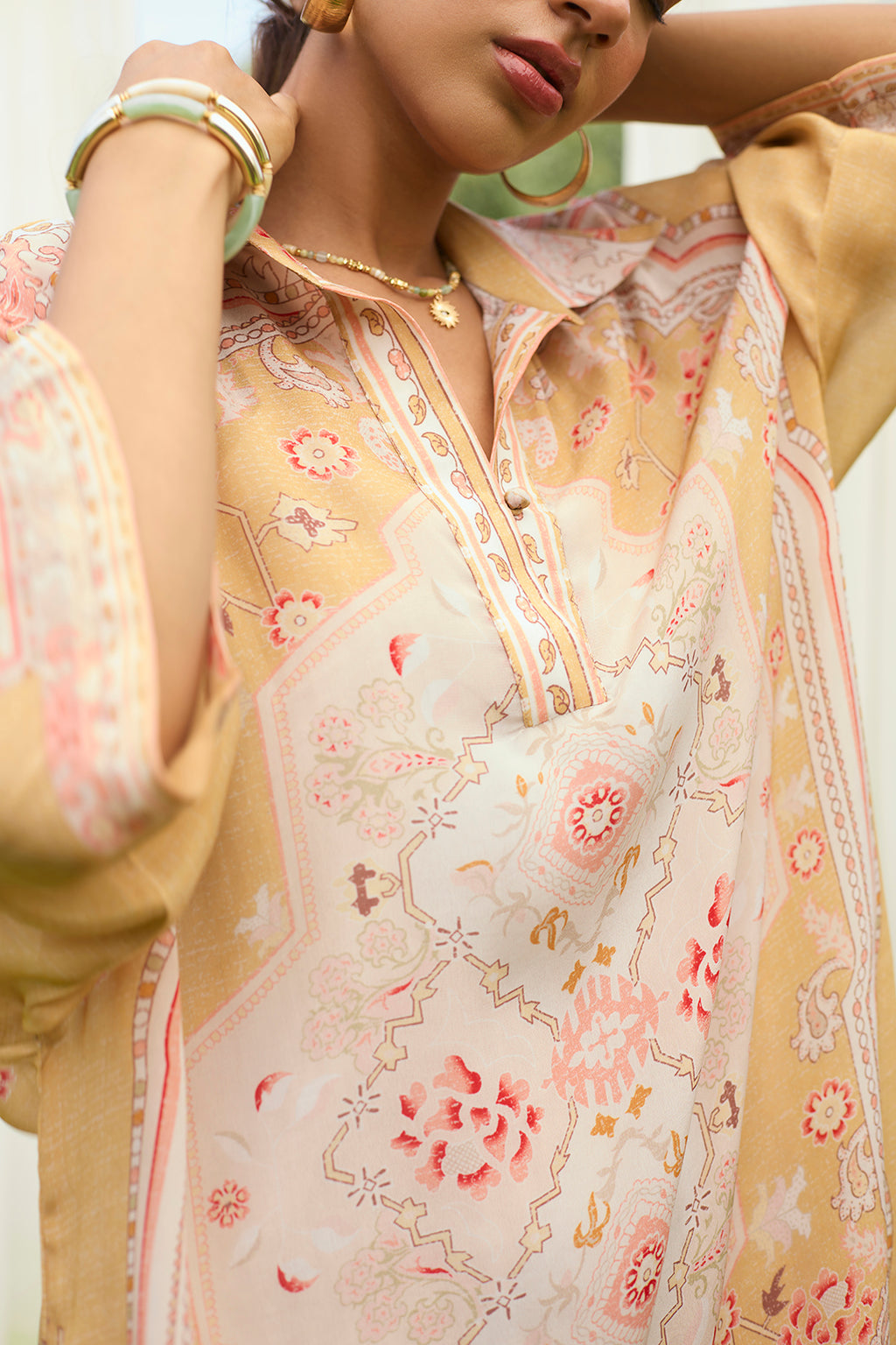 Women’s Apricot Printed Midi Dress