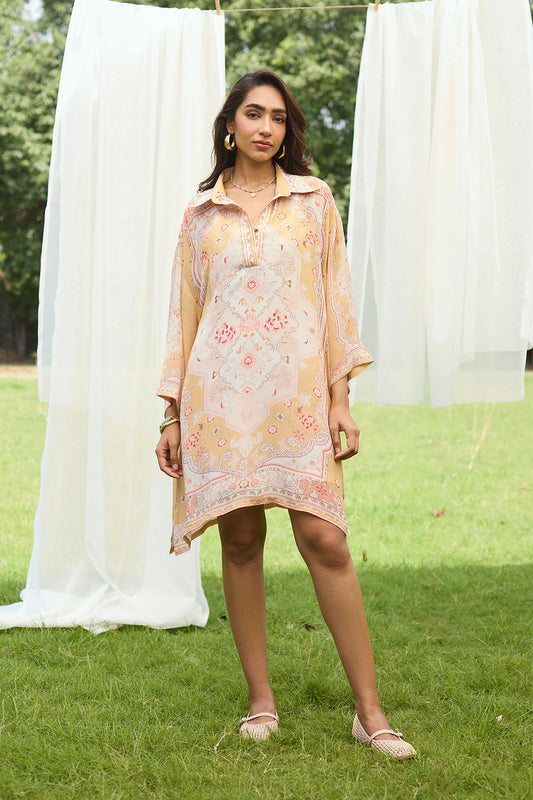Women’s Apricot Printed Midi Dress