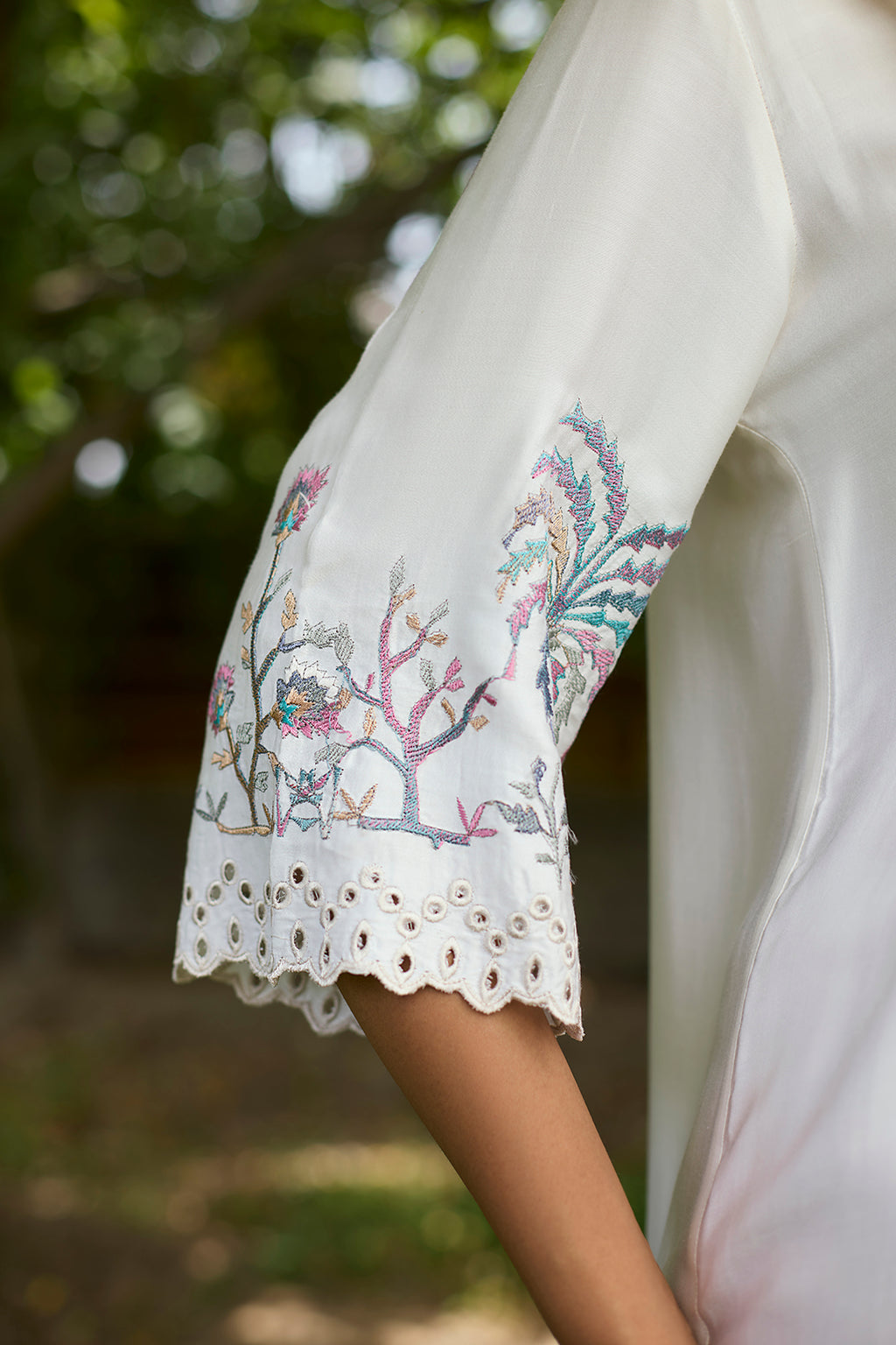 Lightweight Cream Tropical Midi Dress for Women