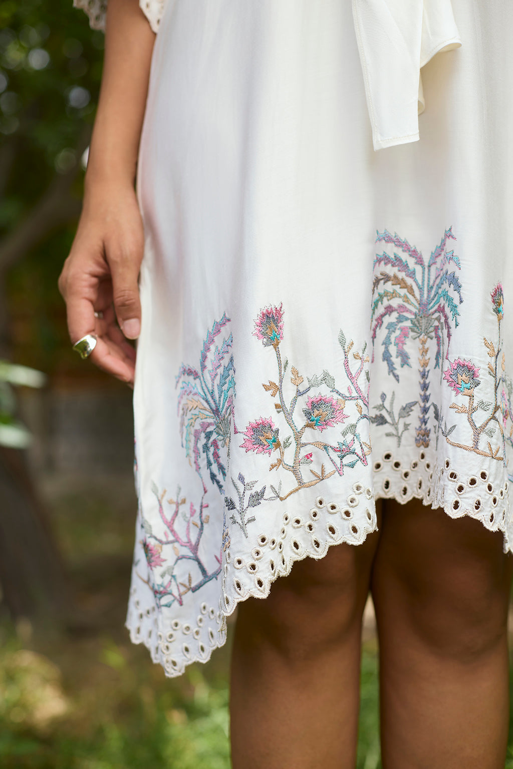 Lightweight Cream Tropical Midi Dress for Women