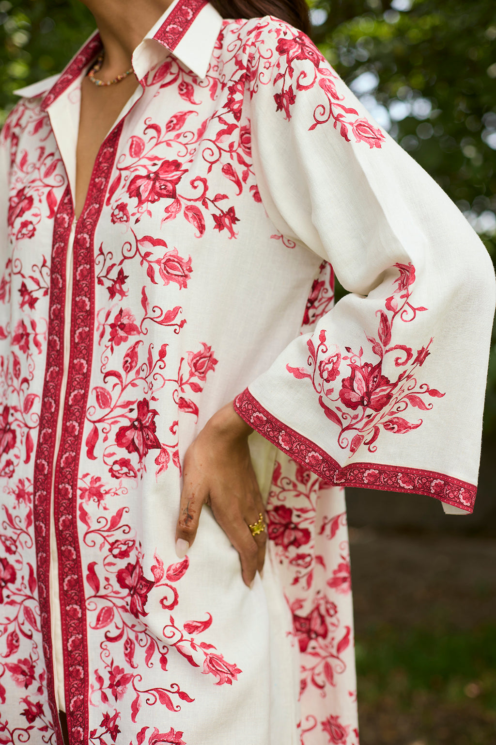 Classic Raspberry Red Linen Dress for Women