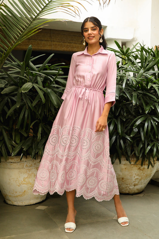 Women’s Pink Delight Embroidered Dress