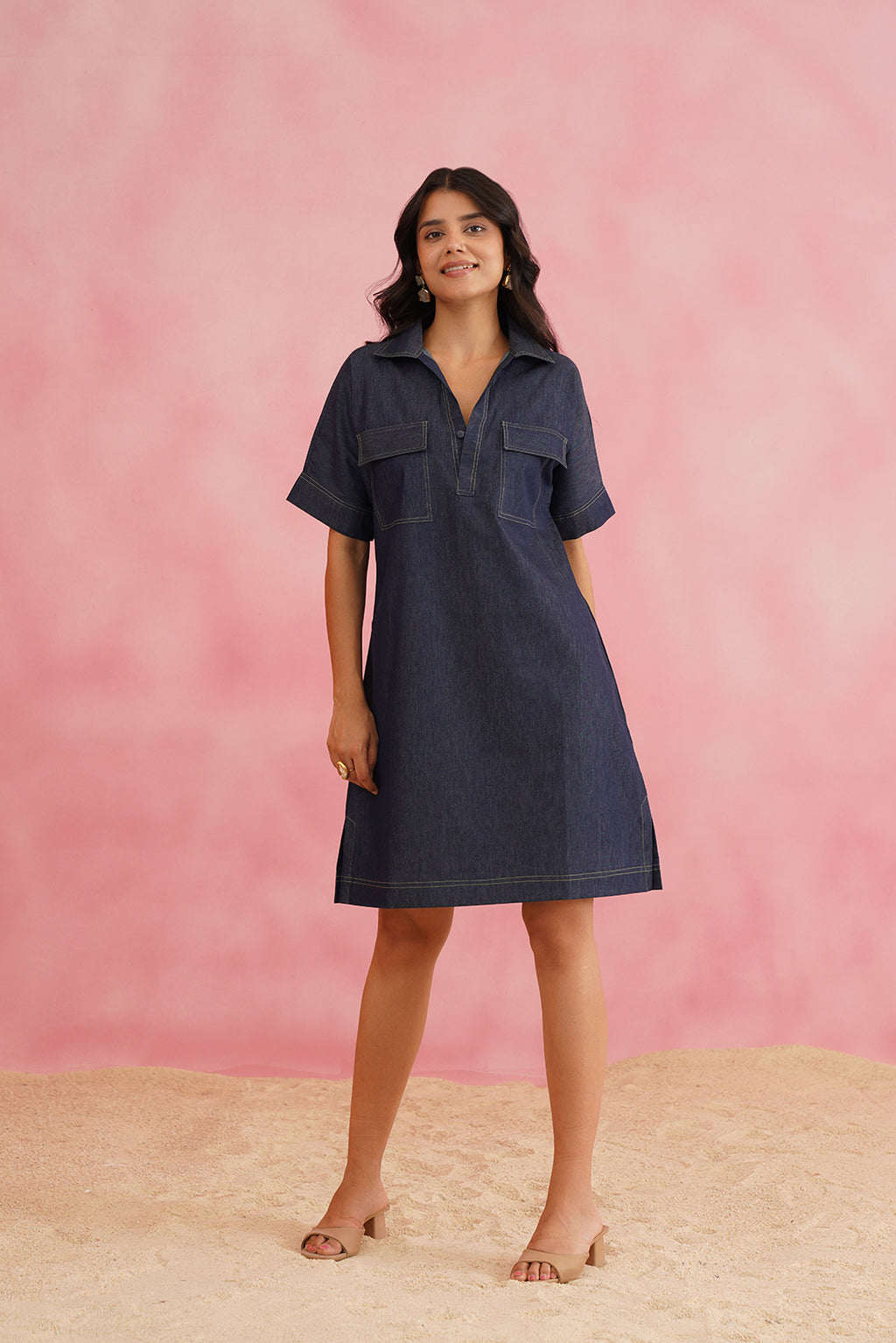 Trendy Blue Denim Everyday Dress