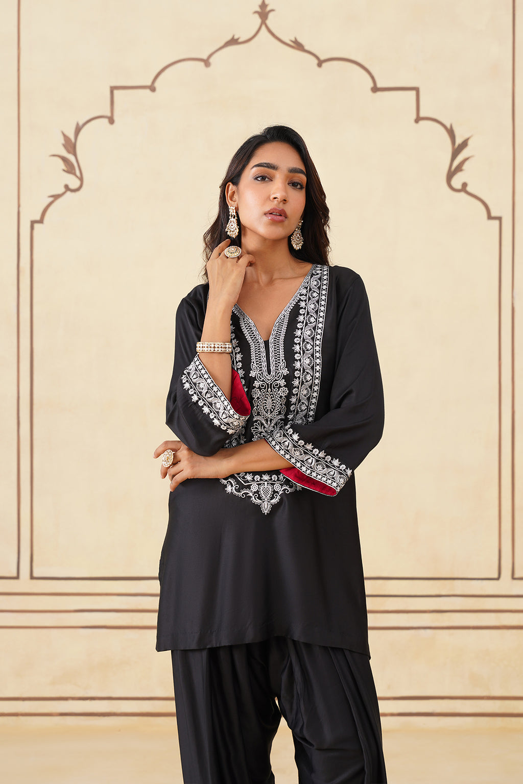 Meher Black Embroidered Farshi Salwar Suit for Weddings & Festive Wear