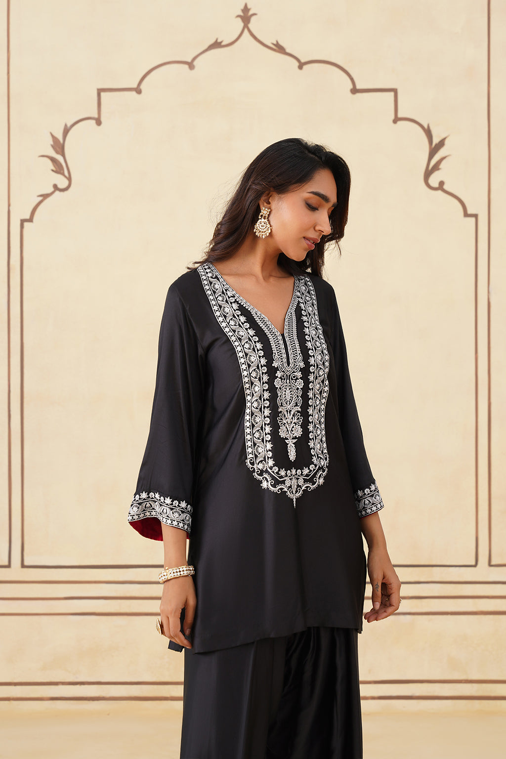 Meher Black Embroidered Farshi Salwar Suit for Weddings & Festive Wear