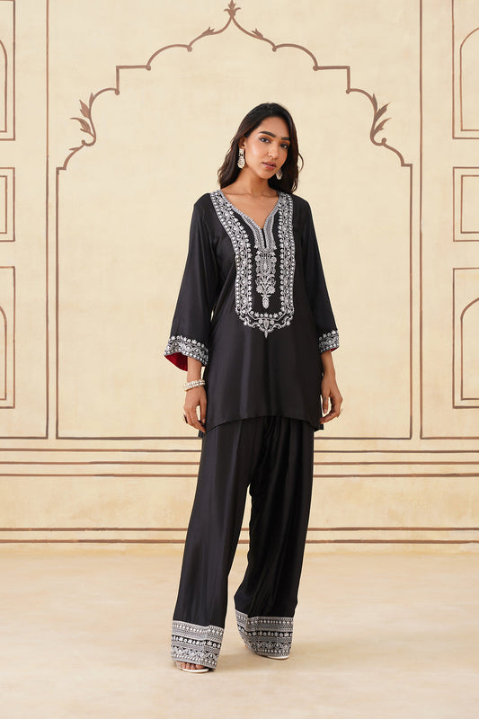Meher Black Embroidered Farshi Salwar Suit for Weddings & Festive Wear