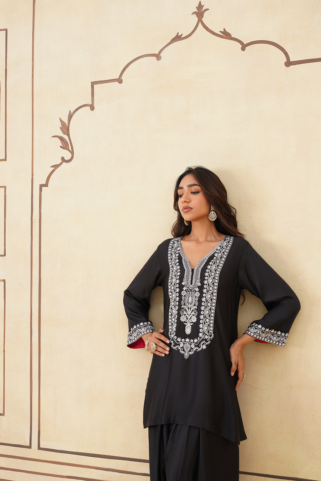 Meher Black Embroidered Farshi Salwar Suit for Weddings & Festive Wear