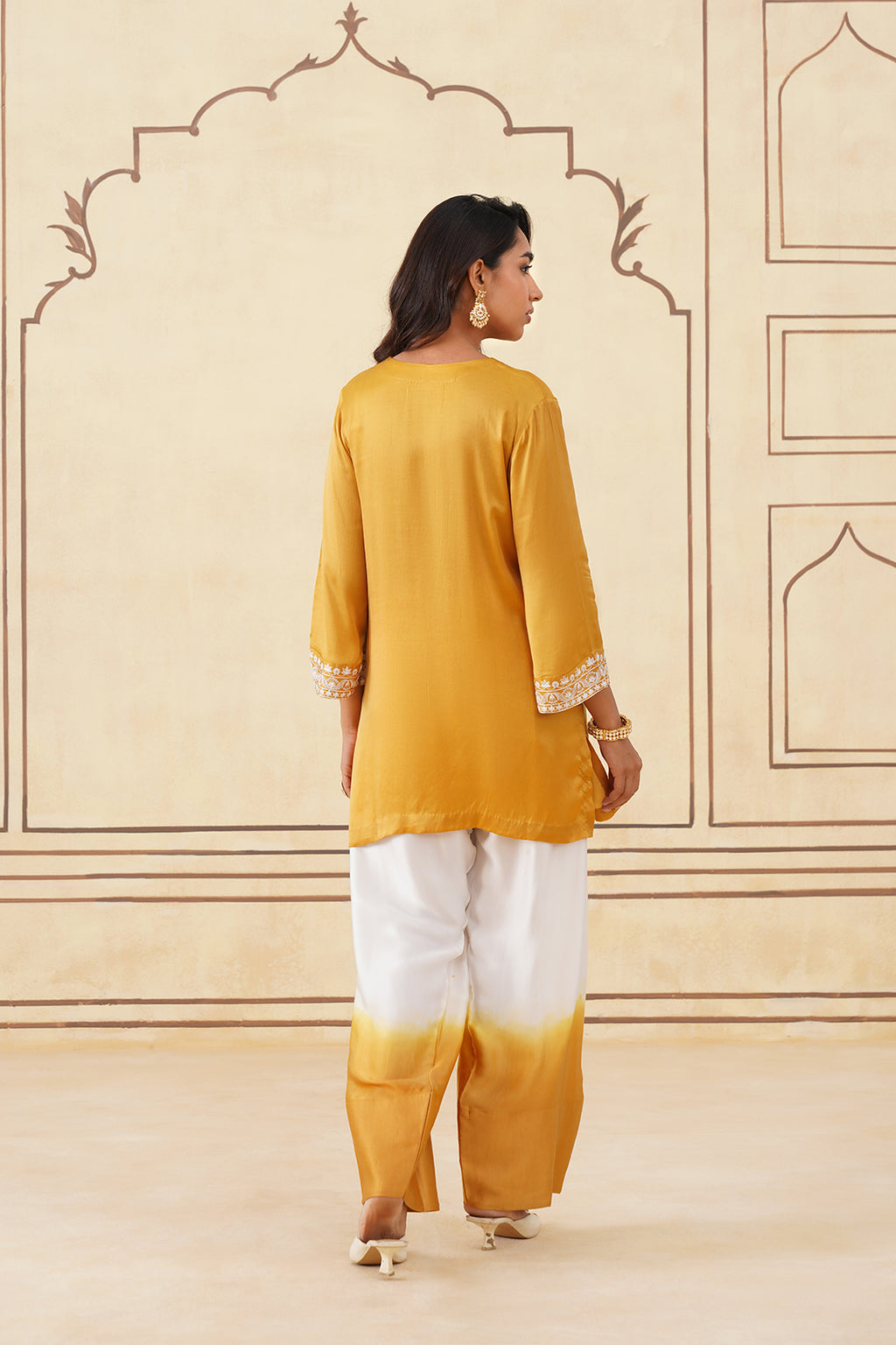Traditional Golden Yellow Ombre Farshi Salwar Outfit