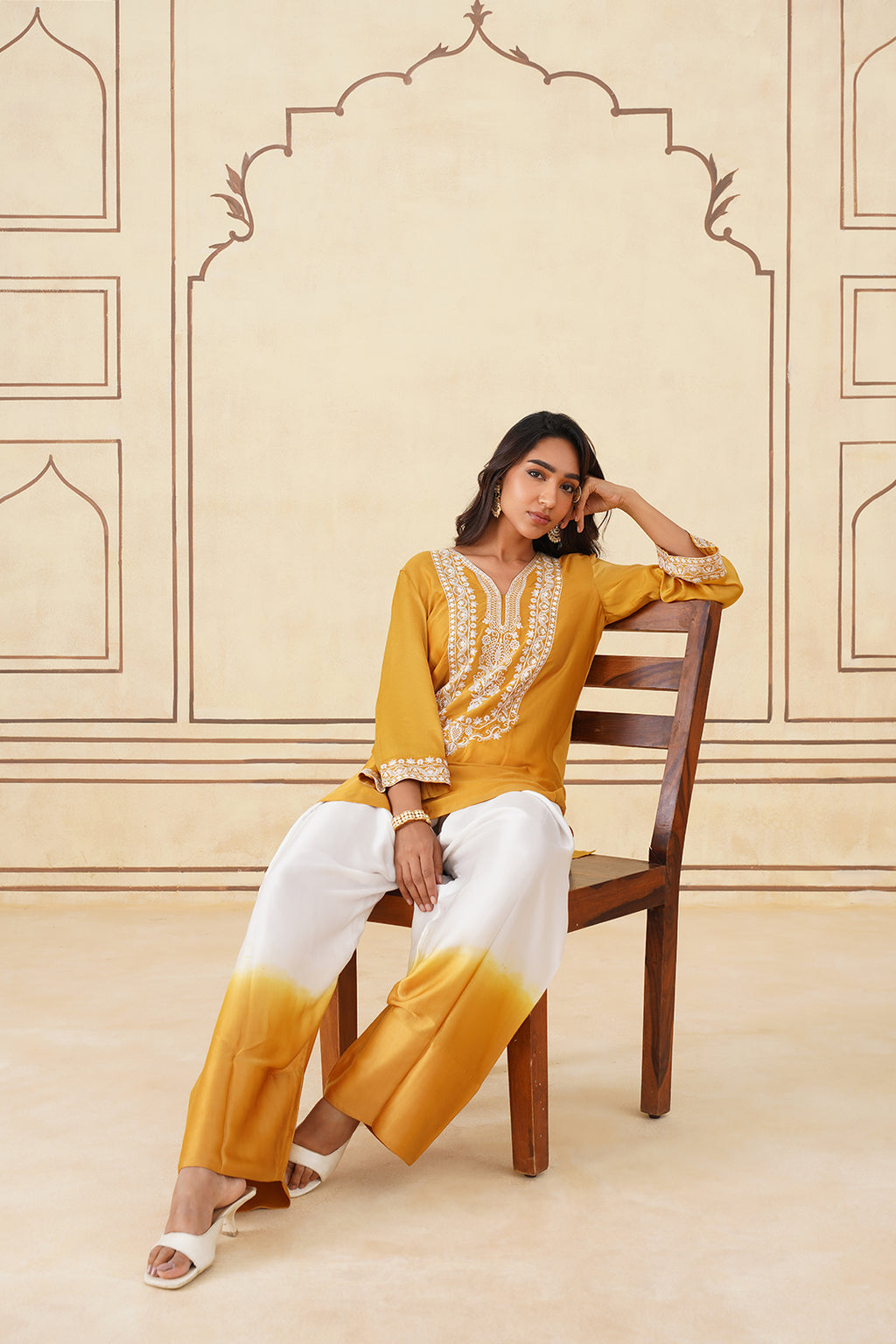 Traditional Golden Yellow Ombre Farshi Salwar Outfit